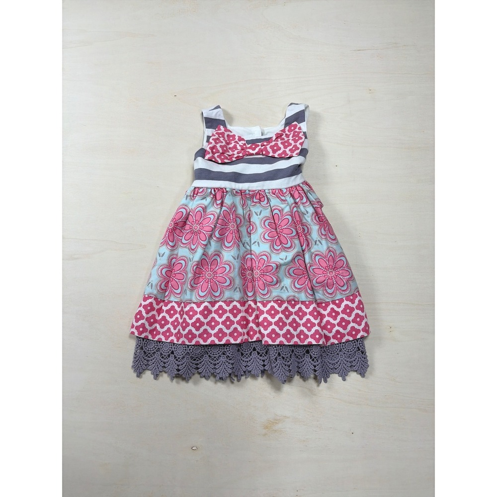 Counting Daisies Baby Girls‎ Floral Striped Lace Trim Dress 18M